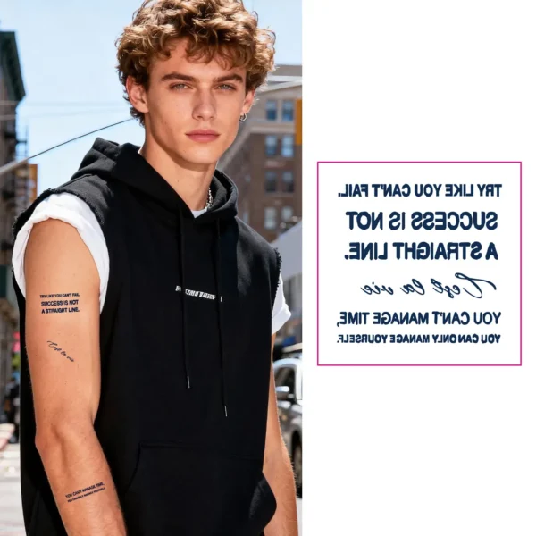 Motivational Quote Temporary Tattoo Set