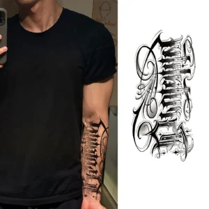 Gothic Geometric Script Temporary Tattoo