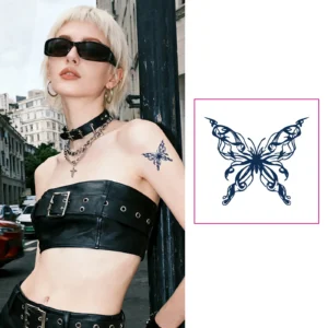 Gothic Line Art Butterfly Temporary Tattoo