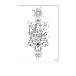 Zen Buddha with Halo & Lotus Tattoo Sticker