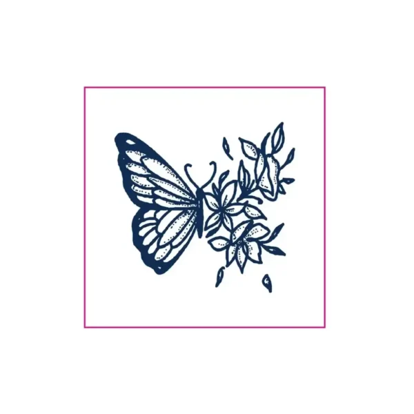 Minimalist Dark Floral Butterfly Silhouette Tattoo