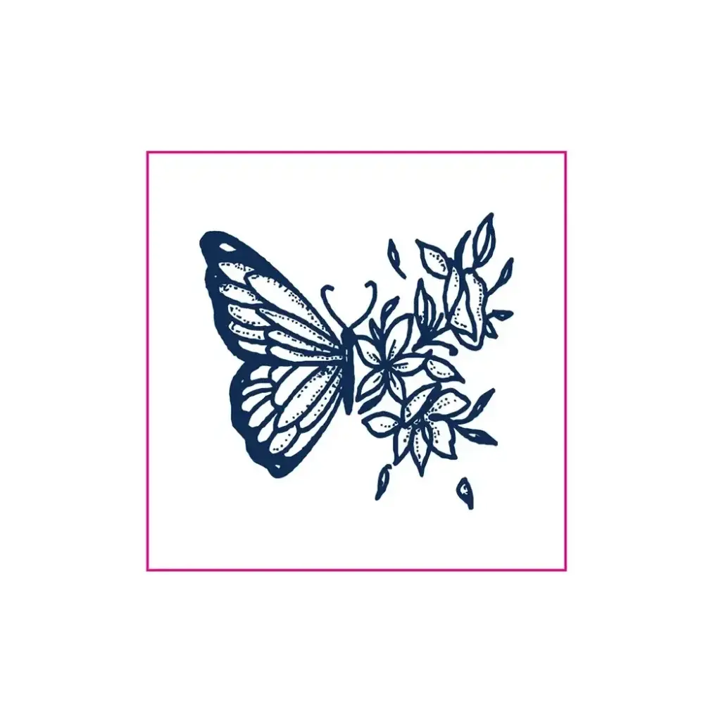 SKU_18_草本WS-G028.1-1024x1024 Minimalist Dark Floral Butterfly Silhouette Tattoo - Image 1