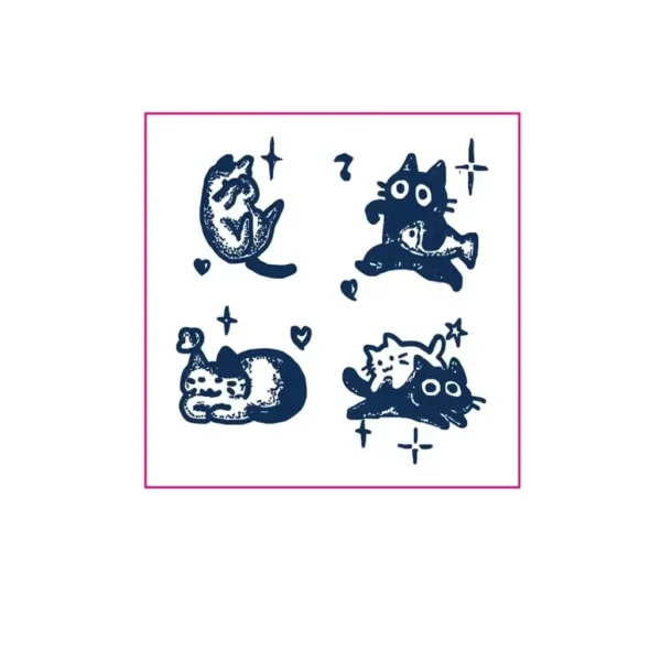 Cute Doodle Cat & Star Temporary Tattoo