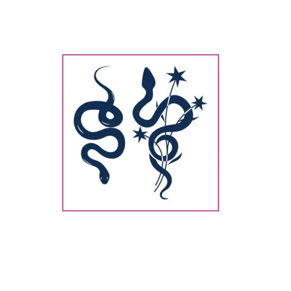 Minimalist Serpent & Starburst Tattoo Sticker