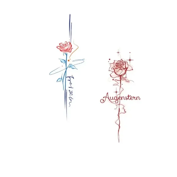 "Augenstern" Red Rose Finger Tattoo Sticker