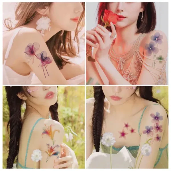 Soft Ombre Petal Temporary Tattoo | Watercolor Floral Tattoo Design