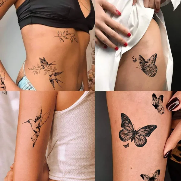 Monochrome Butterfly Botanical Temporary Stickers 
