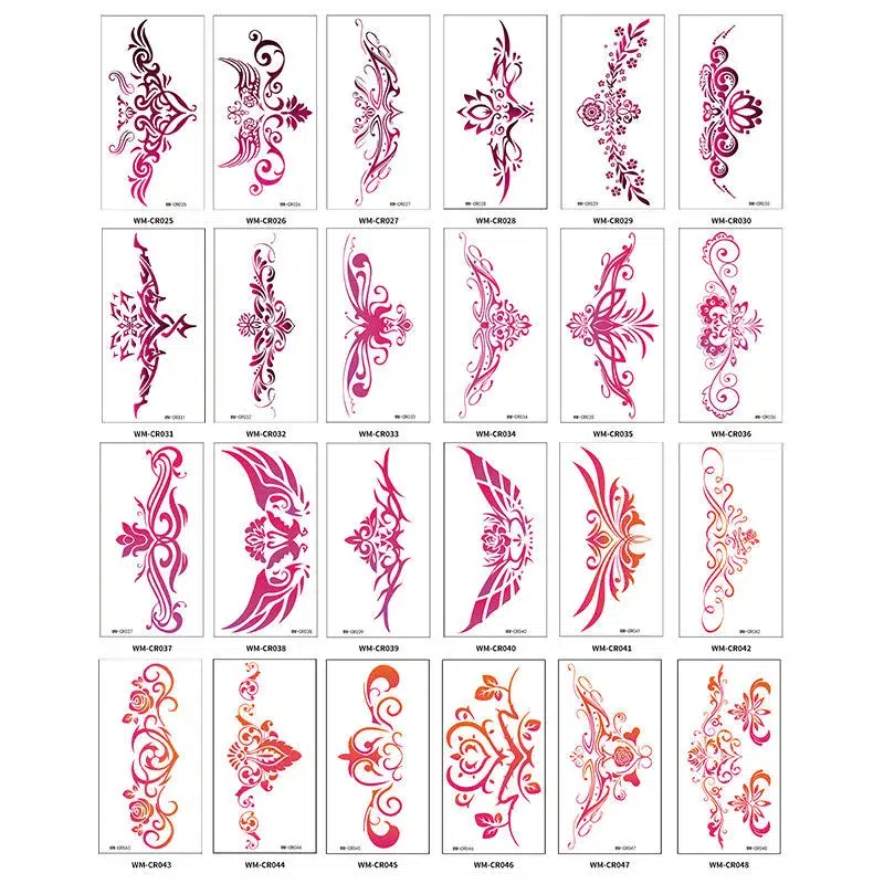 Bold Pink Ornate Waist Tattoo Stencil | Herbal Temporary Tattoo