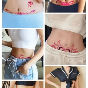 "Bold Pink Ornate Waist Temporary Tattoo (Herbal Ink)"