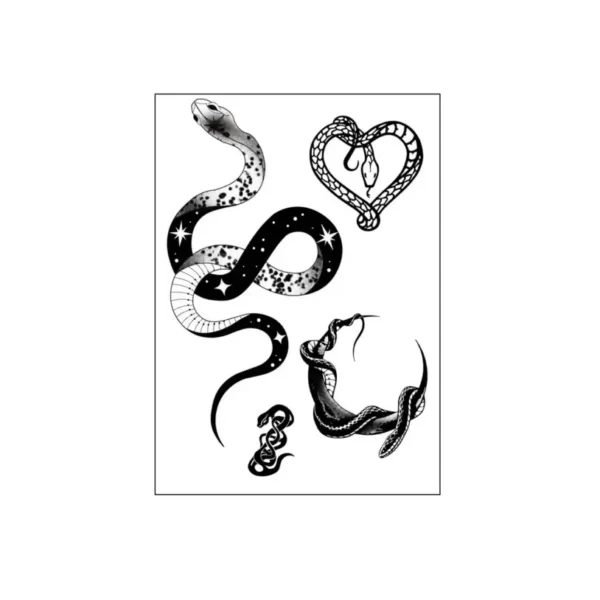 Personalised Temporary Tattoos | Celestial Serpent – Cosmic Snake Design, Lasts 3 Days