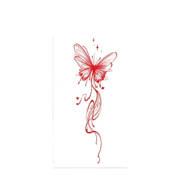 Capture Flowing Movement with Red Butterfly & Swirl Waterproof Body Art
