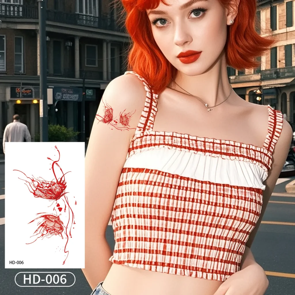 Unveil Your Edgy Side with Gothic Red Floral Waterproof Body Art