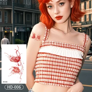 Unveil Your Edgy Side with Gothic Red Floral Waterproof Body Art