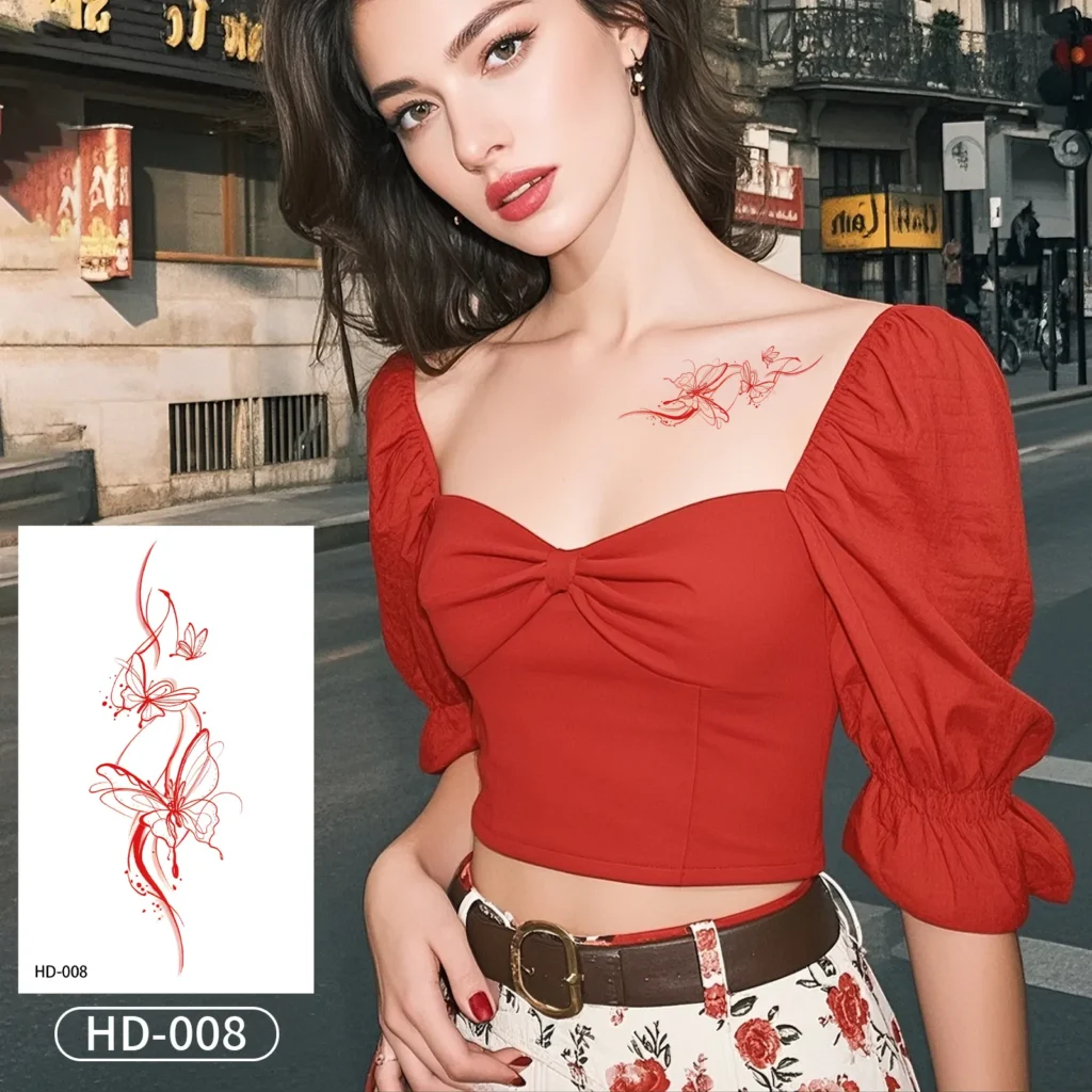 Create a Whimsical Look with a Red Butterfly Trio Waterproof Body Art
