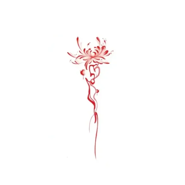 Embrace Mystery with a Striking Red Spider Lily Waterproof Body Art