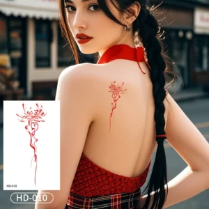 Embrace Mystery with a Striking Red Spider Lily Waterproof Body Art