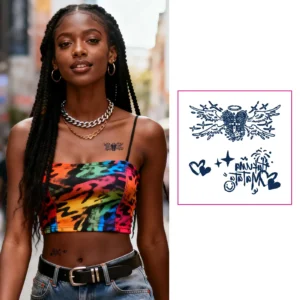 Temporary Tattoos | Gothic Spider & Thorn Line Art Herbal Design – Dark & Fades in 7-14 Days