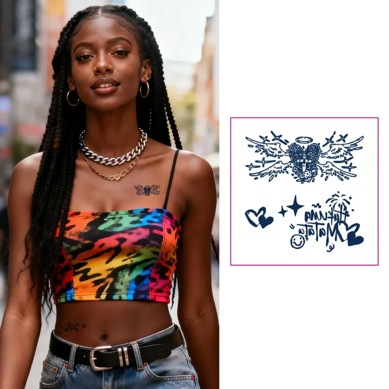 Temporary Tattoos | Gothic Spider & Thorn Line Art Herbal Design – Dark & Fades in 7-14 Days
