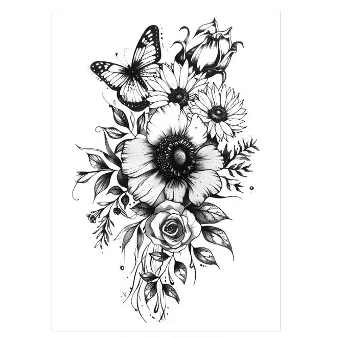 Share the Beauty of Paired Roses with Non Permanent Tattoos