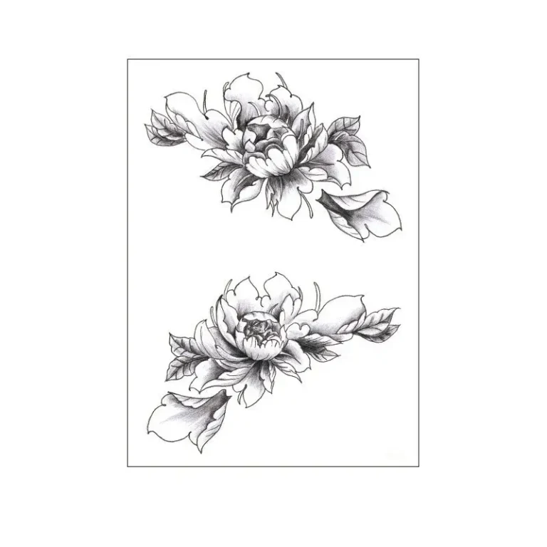 Feminine Tattoo Sticker | Monochrome Floral Cluster – Rich Bouquet Design, Lasts 3 Days