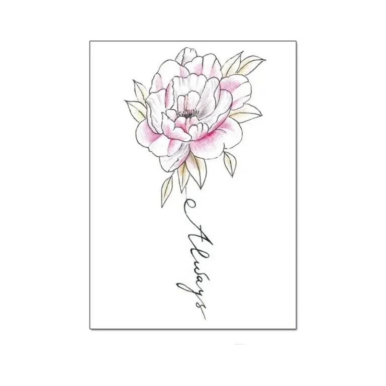 Combine Floral Beauty with a Personal Promise Using This Feminine Tattoo Sticker