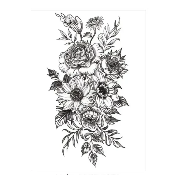 Carry a bouquet anywhere with non permanent tattoos. Our Monochrome Floral Bouquet is timelessly elegant. Waterproof, lasts 3 days.
