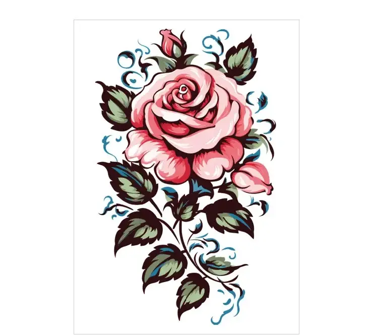 Add romantic charm with a pink rose & swirl rub on tattoo. Safe, elegant, waterproof for 3 days. Free shipping $38+.