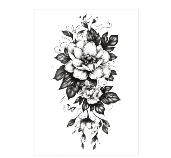Best Rated Tattoo Shops Near Me | Monochrome Floral & Butterfly – Classic Test, Lasts 3 Days