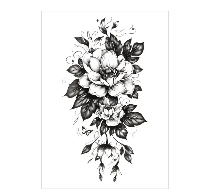 Best Rated Tattoo Shops Near Me | Monochrome Floral & Butterfly – Classic Test, Lasts 3 Days