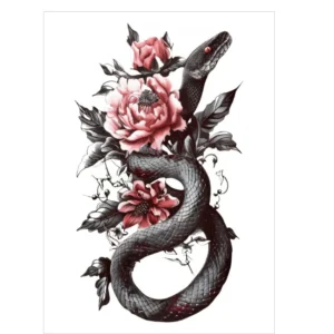 Design My Tattoo | Serpent & Peony – Mystery & Beauty, Lasts 3 Days