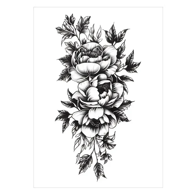 Adorn Yourself with Lifelike Monochrome Florals – Realistic Temporary Tattoos at Their Best
