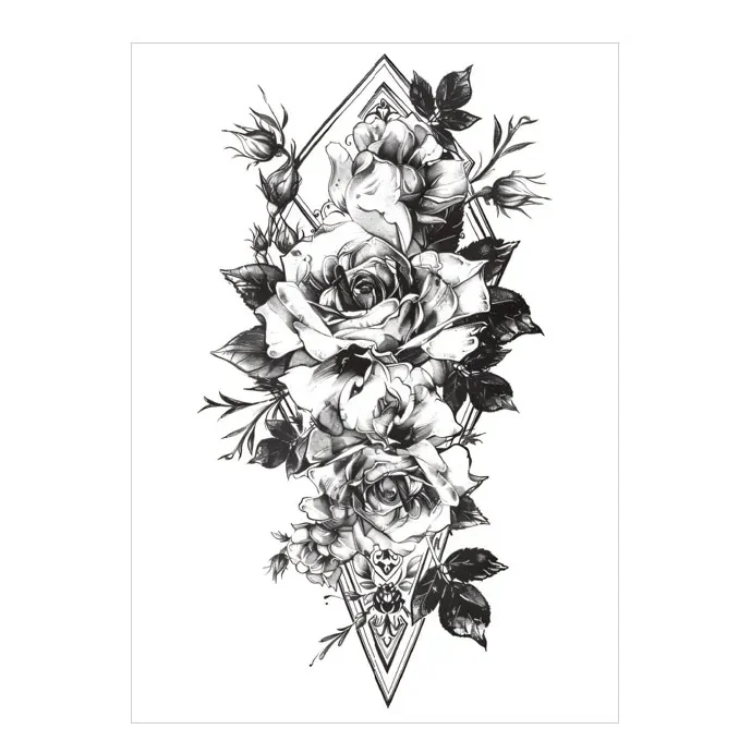 Embrace Timeless Sophistication with This Monochrome Stickers Tattoo Style