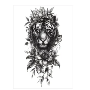 Unleash Strength Surrounded by Beauty with This Tiger Stickers Tattoo Style