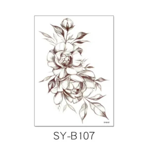 Feminine Tattoo Sticker | Monochrome Peony Cluster – Classic Black & White, Lasts 3 Days