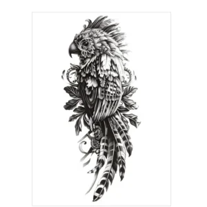 Ornate Parrot Temporary Tattoo