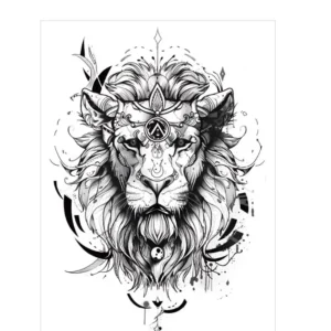 Discover the Majesty of Ornate Sacred Lion Realistic Tattoo Stickers