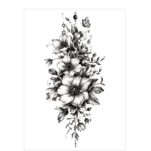 Embrace Timeless Beauty with Monochrome Floral Realistic Tattoo Stickers