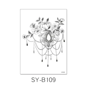 Feminine Tattoo Sticker | Floral Jewel Chandelier – Ornate Elegance, Lasts 3 Days