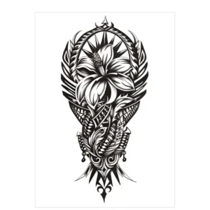 Honor Ancient Traditions with a Tribal Flower & Feather Realistic Tattoo