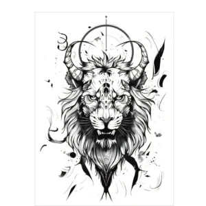 Unleash Mythical Power with This Horned Lion Arm Tattoo