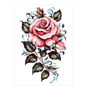 Add Romantic Elegance with This Pink Rose & Swirl Rub On Tattoo