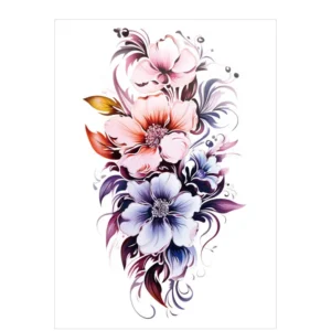 Add Dreamy Color with This Purple & Pink Floral Rub On Tattoo