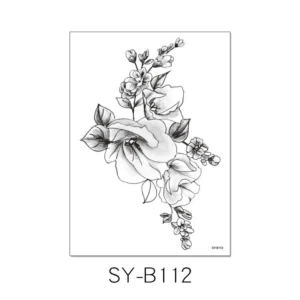 Feminine Tattoo Sticker | Monochrome Floral Cluster – Rich Bouquet Design, Lasts 3 Days