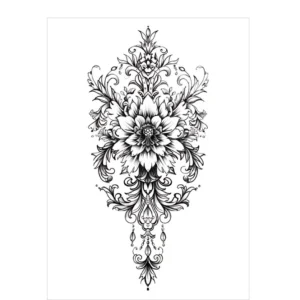 Ornate Floral Mandala – All Black Tattoo | Lasts 3 Days