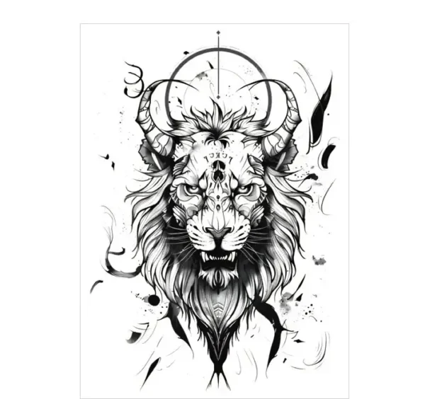Unleash mythical power with a horned lion arm tattoo. Safe, bold, waterproof for 3 days. Free shipping $38+.