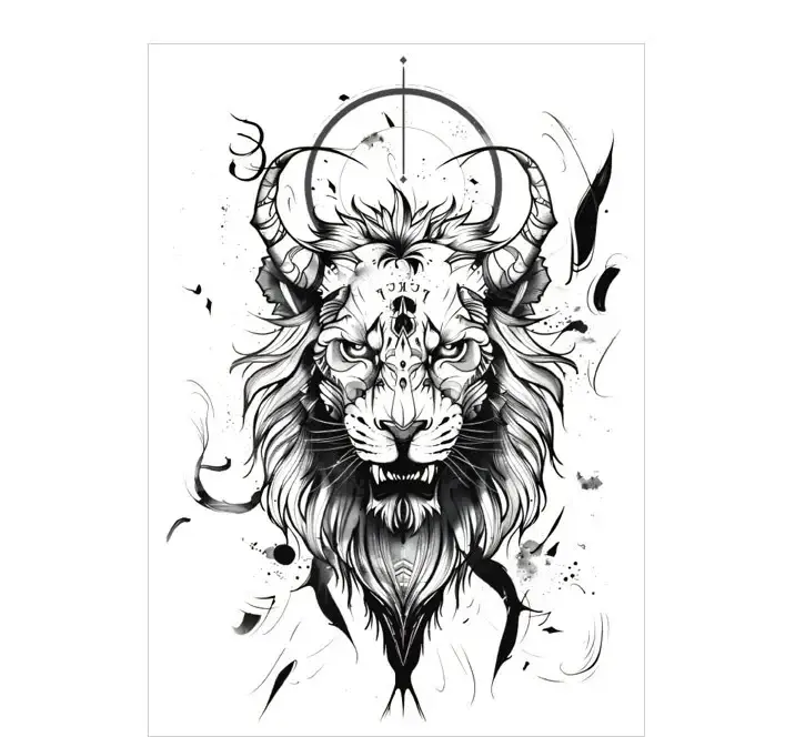 Unleash mythical power with a horned lion arm tattoo. Safe, bold, waterproof for 3 days. Free shipping $38+.