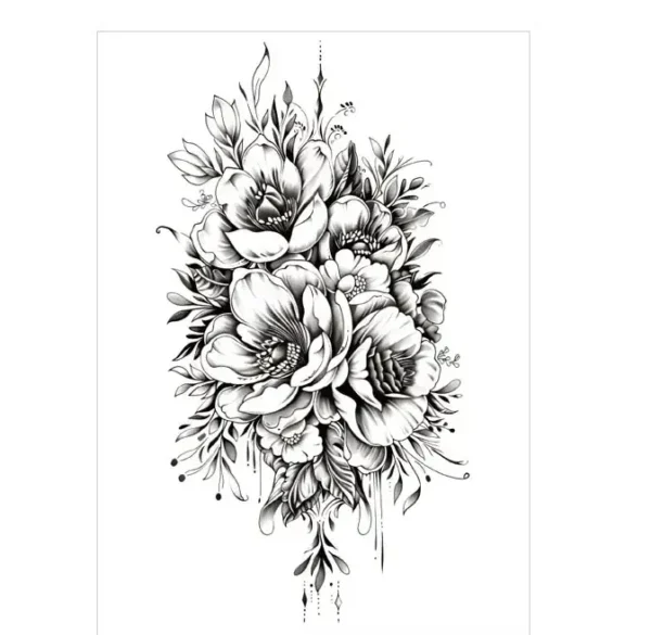 Combine romance with geometry in non permanent tattoos. Our Ornate Rose & Floral Mandala is intricately beautiful. Waterproof, lasts 3 days.