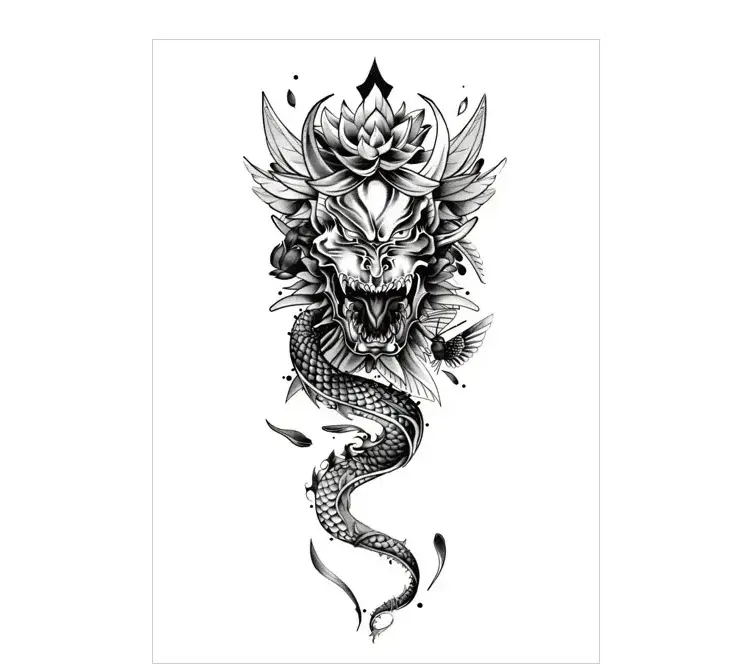 SKU_118_XHB-598-e1774619771227 Oni Mask & Snake – All Black Tattoo | Lasts 3 Days