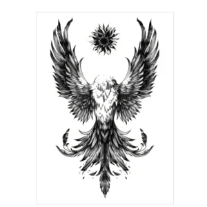 Phoenix & Sun – All Black Tattoo | Lasts 3 Days