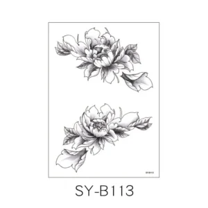 Feminine Tattoo Sticker | Monochrome Floral Cluster – Rich Bouquet Design, Lasts 3 Days